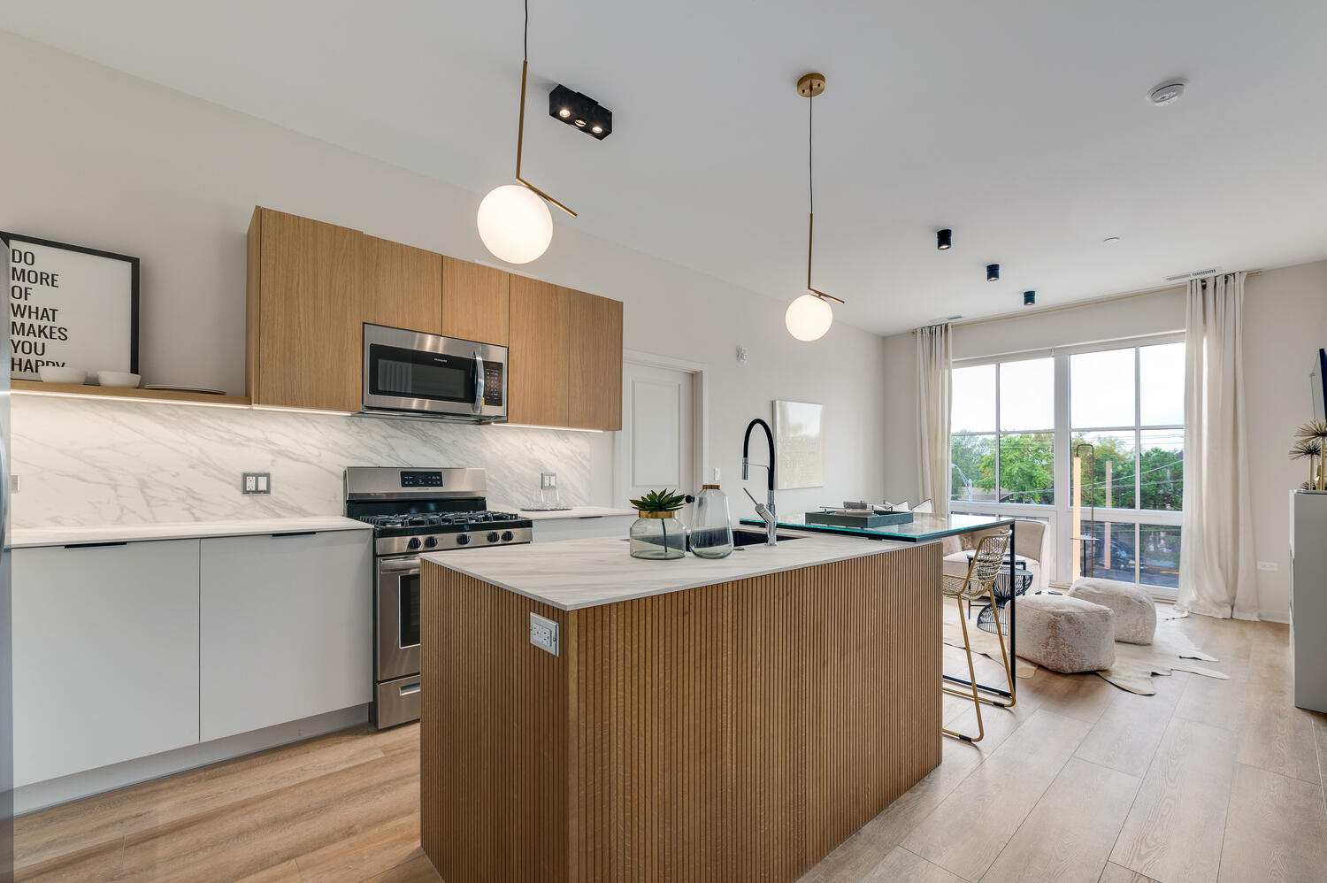 model kitchen with ample lighting
